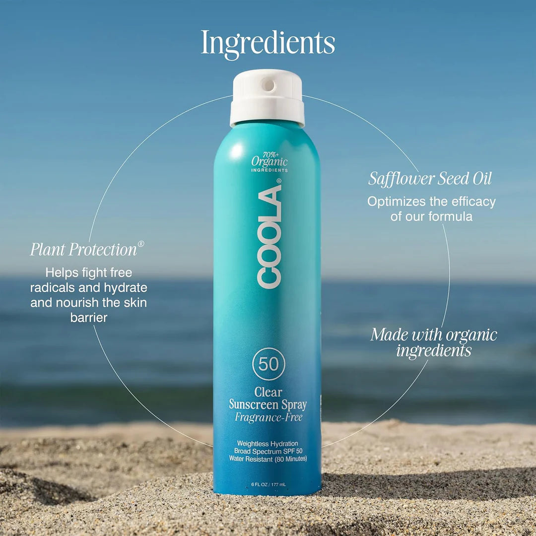 COOLA CLEAR SUNSCREEN SPRAY - SPF50 (FRAGRANCE FREE)